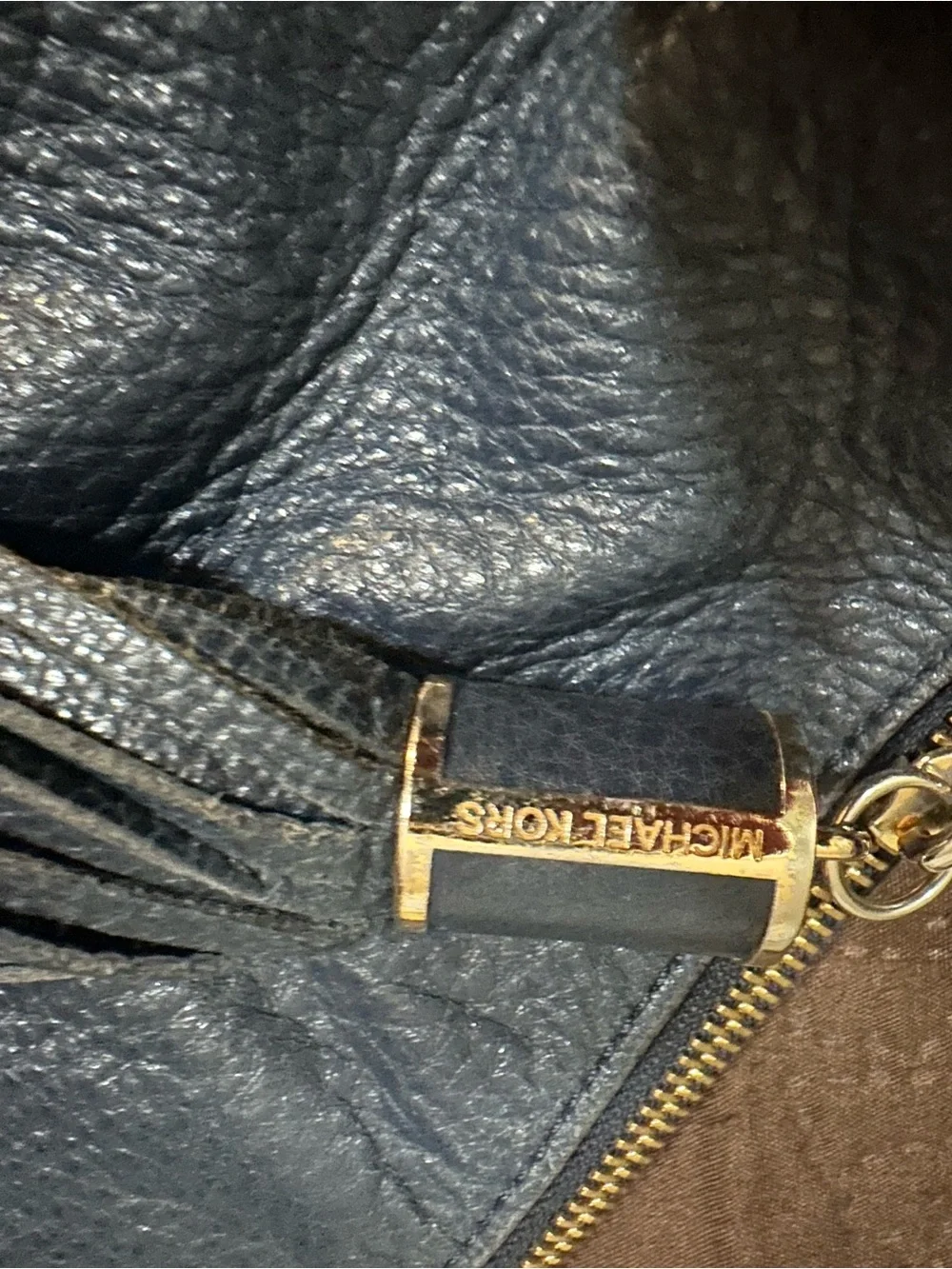 Michael Kors Black Pebbled Leather Tassel Shoulder Bag